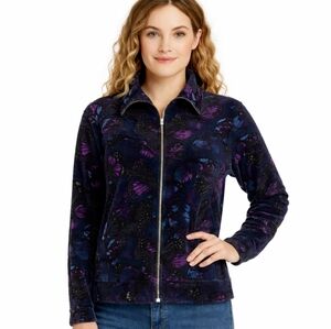 Style & Co Sport Black Velour Whimsical CoquetteGirl Butterfly Fairycore Sz Med